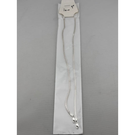 Slim Box Silver Anklet in 925 Sterling | Minimal Square