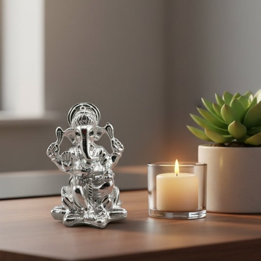 Sterling silver (92.5% purity) Ganesh Idol for Temple Decor
