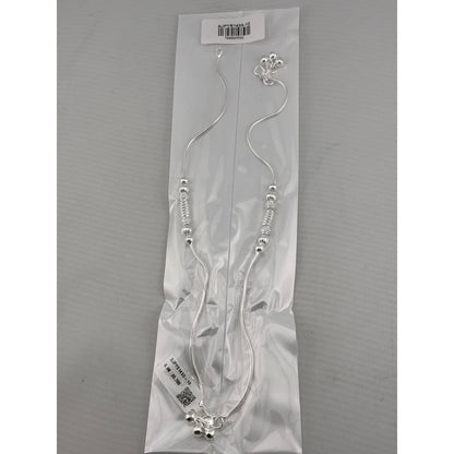 Stacked Bead Harmony Silver Anklet – 99.9% Pure Weight:20g