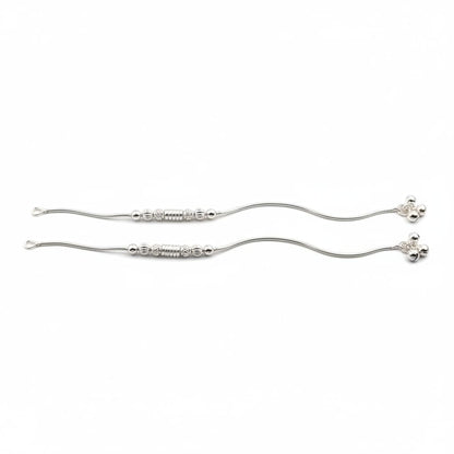 Stacked Bead Harmony Silver Anklet – 99.9% Pure Weight:20g