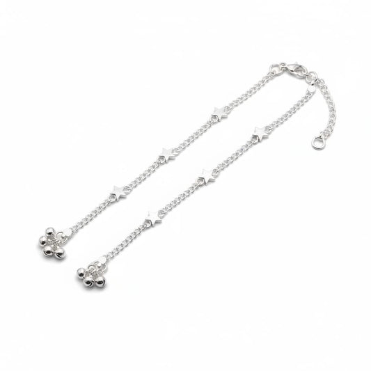 Star Charm Chain Anklet – 925 Sterling Silver Adjustable-30g