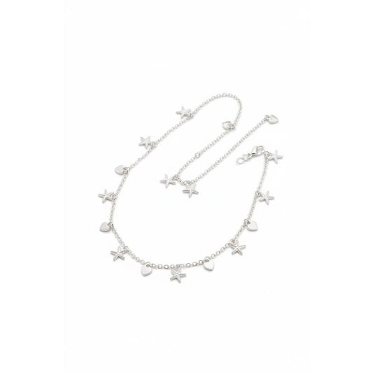 Star Heart Charm Silver Anklet – 99.9% Pure Adjustable