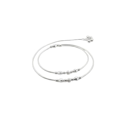 Station Bead Snake Chain Silver Anklet – 99.9% Pure