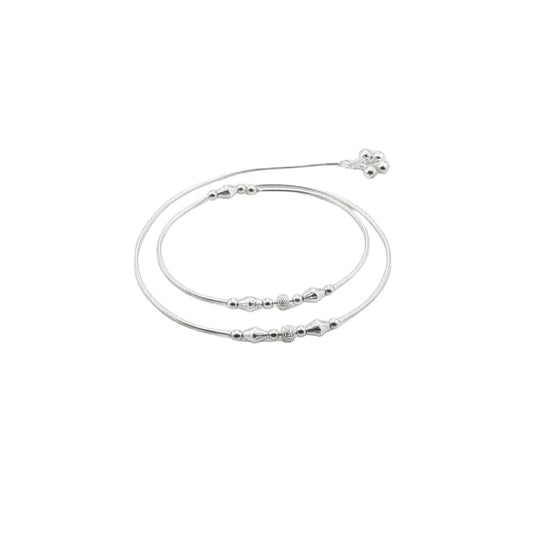Station Bead Snake Chain Silver Anklet – 99.9% Pure