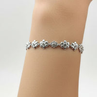 Load image into Gallery viewer, Sterling Silver (92.5% purity) Floral CZ Link Bracelet
