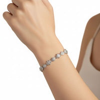 Load image into Gallery viewer, Sterling Silver (92.5% purity) Floral CZ Link Bracelet
