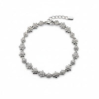 Load image into Gallery viewer, Sterling Silver (92.5% purity) Floral CZ Link Bracelet
