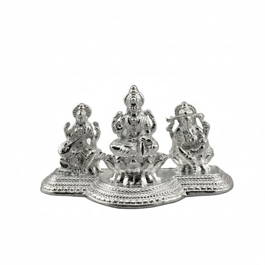 Sterling Silver (92.5% purity) Laxmi Ganesh Saraswati Idol