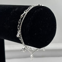 Load image into Gallery viewer, Sterling Silver (92.5% purity) Layered Star Charm Bracelet
