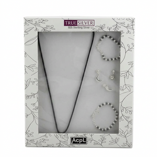 92.5% Sterling Silver Baby Nazariya Bracelet & Waistband Set – Sun, Moon & Knife Charms