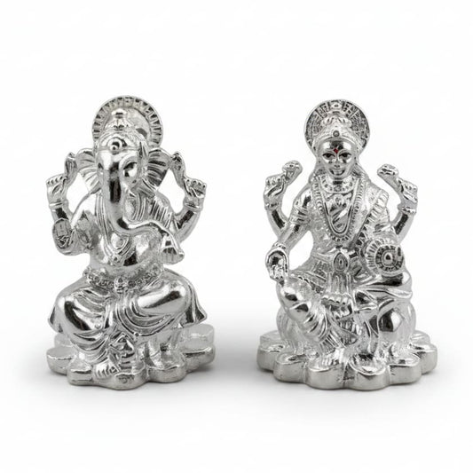 sterling Silver (92.5% purity) Solid Ganesh Lakshmi Idol