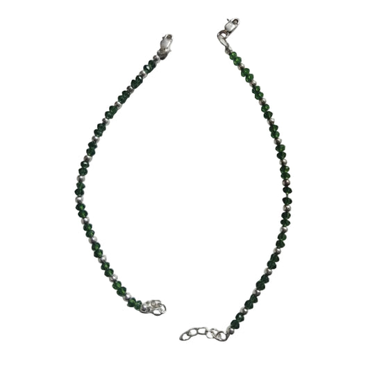 Sterling Silver Adjustable Green Bracelet for Kids (1–2