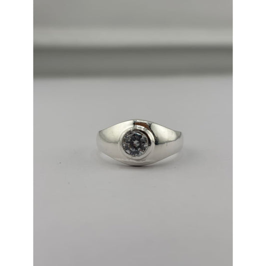 Sterling Silver Bezel Solitaire Ring - Rings