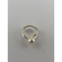 Load image into Gallery viewer, Sterling Silver Crossover Pearl Ring
