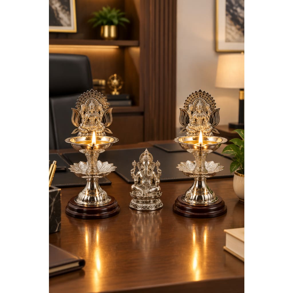 Sterling Silver Diya Centrepiece Lamp 86gm – Home Temple &