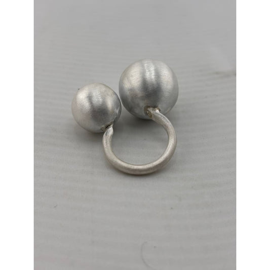 Sterling Silver Double Ball Ring (11.21g) - Rings
