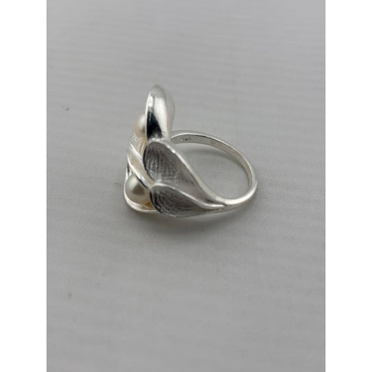 Sterling Silver Double Pearl Ring (10.1g) - Rings