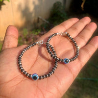 Load image into Gallery viewer, Sterling Silver Evil eye Nazariya Bracelet for Newborn Babies
