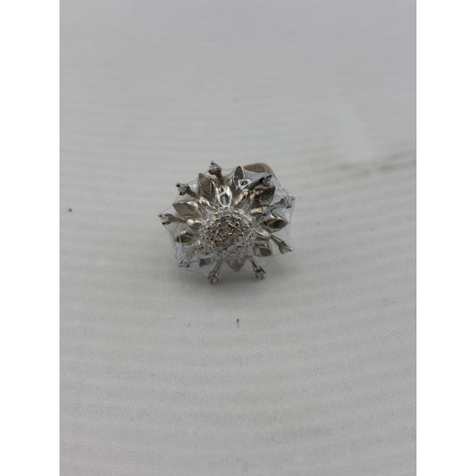 Sterling Silver Flower Ring (5.7g) - Rings