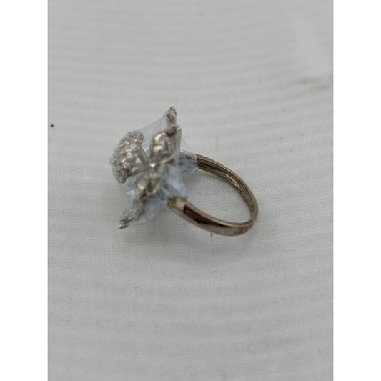 Sterling Silver Flower Ring (5.7g) - Rings