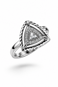 Load image into Gallery viewer, Sterling Silver Fluted Triangle Ring (2.34g) - Size O
