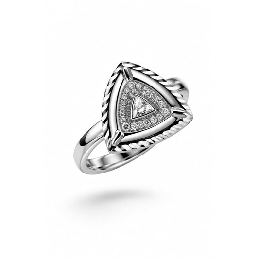 Sterling Silver Fluted Triangle Ring (2.34g) - Size O