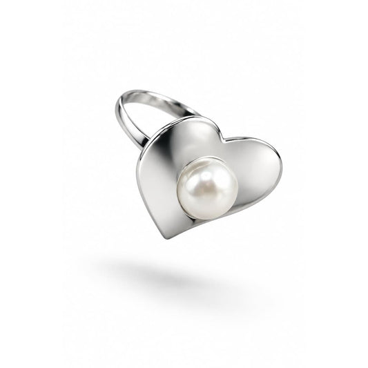 Sterling Silver Heart Pearl Ring - Rings