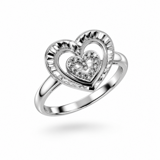 Sterling Silver Heart Ring (3g)