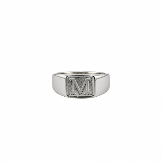 Sterling Silver Initial M Ring - Rings