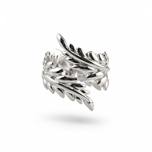 Sterling Silver Leaf Wrap Ring (5.61g) - Rings