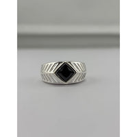 Load image into Gallery viewer, Sterling Silver Onyx Chevron Ring - Rings