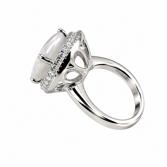 Sterling Silver Oval Halo Ring (12g)