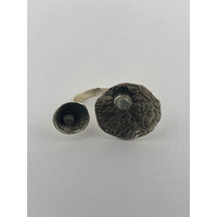 Load image into Gallery viewer, Sterling Silver Oxidized Double Disc Ring with Moonstone
