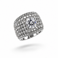 Load image into Gallery viewer, Sterling Silver Pave Halo Dome Ring (7.89g) - Size N
