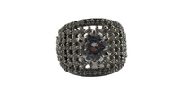 Load image into Gallery viewer, Sterling Silver Pave Halo Dome Ring (7.89g) - Size N
