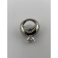 Load image into Gallery viewer, Sterling Silver Pave Solitaire Ring (12g) - Size O
