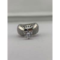 Load image into Gallery viewer, Sterling Silver Pave Solitaire Ring (12g) - Size O
