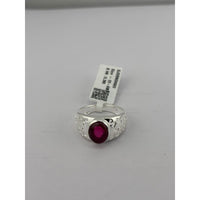 Load image into Gallery viewer, Sterling Silver Red Gemstone Ring (6.3g) - Size T 1/2
