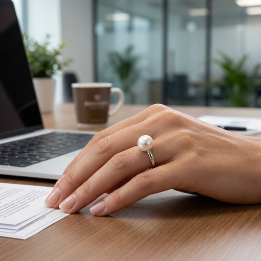 Sterling Silver Single Pearl Ring