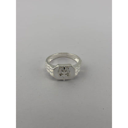 Sterling Silver Trishul Panel Ring - S - Rings
