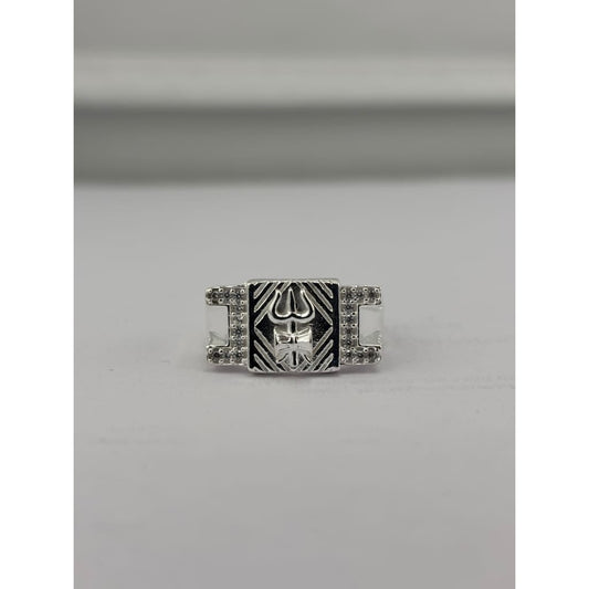 Sterling Silver Trishul Ring (5.42g) - Rings