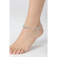 Load image into Gallery viewer, Sunburst Floral Charm Silver Anklet – 99.9% Pure Silver – Weight:16g

