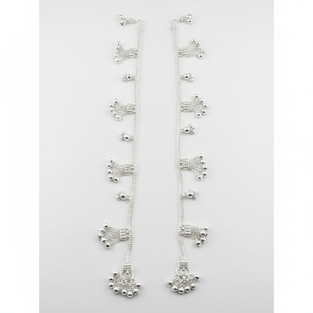 Tassel Charm Chain Anklet – 925 Sterling Silver