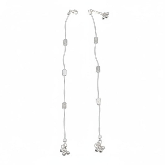 Textured Bead Snake Chain Anklet – 925 Sterling Silver
