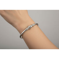 Load image into Gallery viewer, Textured Cone Bead Silver Kada – 925 Sterling Silver Bracelet Designer Center Bead Bangle
