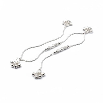 Trio Bead Elegance Silver Anklet – 99.9% Pure Weight:20g