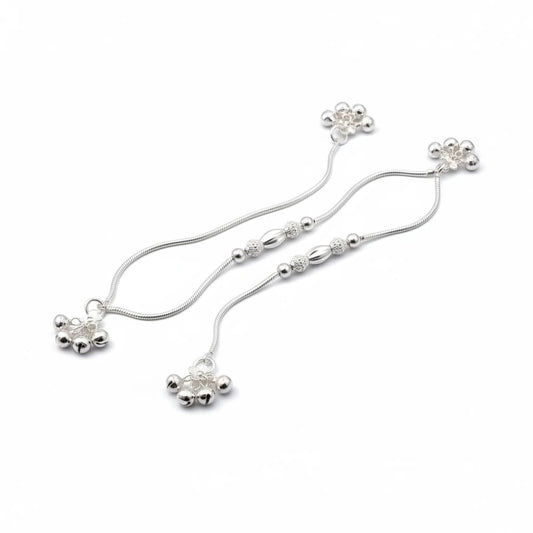 Trio Bead Elegance Silver Anklet – 99.9% Pure Weight:20g