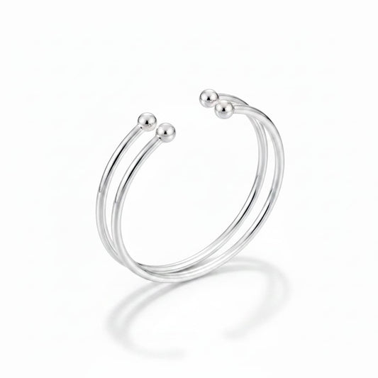 Twin Bead Silver Kada – 925 Sterling Bracelet Double Ball