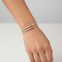 Load image into Gallery viewer, Twin Bead Silver Kada Pair – 925 Sterling Silver Bracelet
