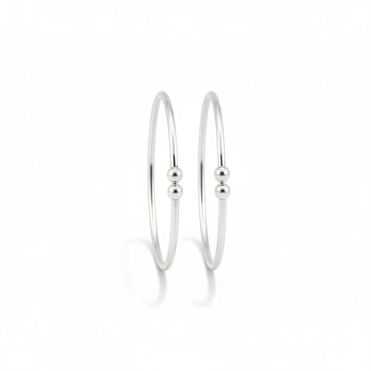 Twin Bead Silver Kada Pair – 925 Sterling Baby Bangles